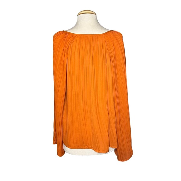 Asos Orange Long-sleeve V-neck Tie-front Blouse Top Size 6 - Picture 4 of 8